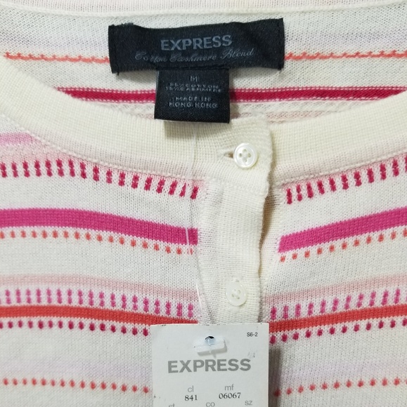 Express Cashmere Blend Stripe Cardigan Sweater - Picture 8 of 8